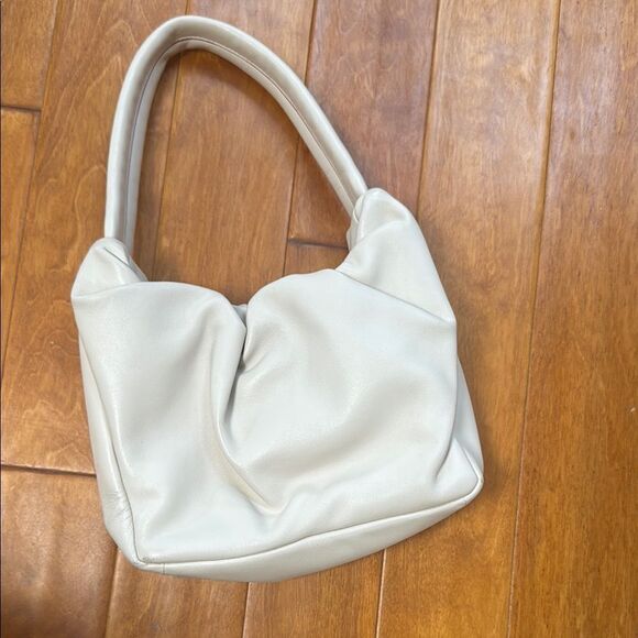 STAUD Handbags - STAUD Felix Off White Leather Gathered Shoulder Bag